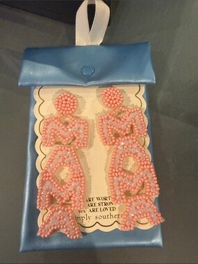 Simply Southern Mama Pink Beaded Statement Drop Earrings